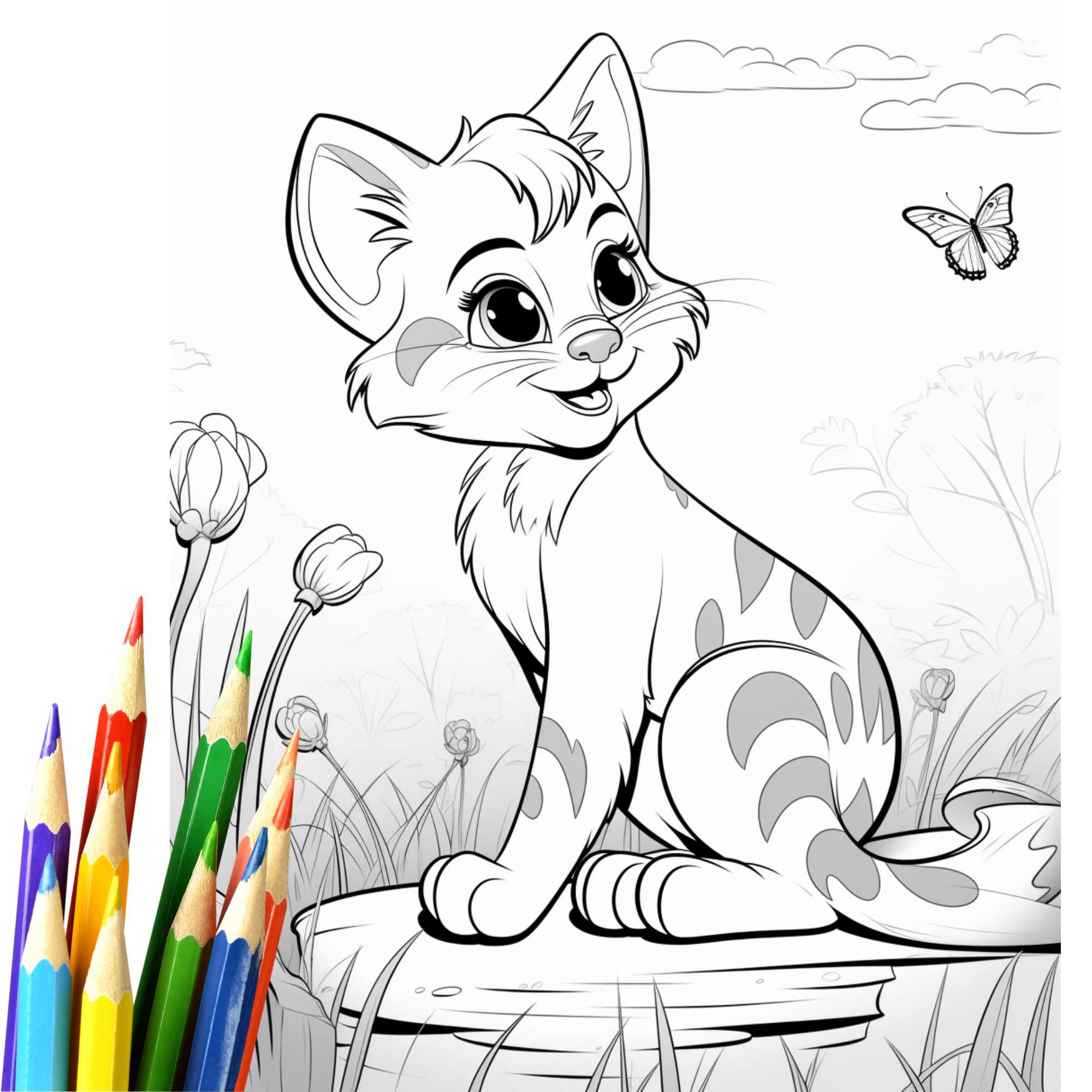 40 süße Katzen Malvorlagen für Kinder Alter ab 6 Jahre I Kreatives Ausmalen von Katzen Motiven I für kleine Katzenfans I Digitaler Download