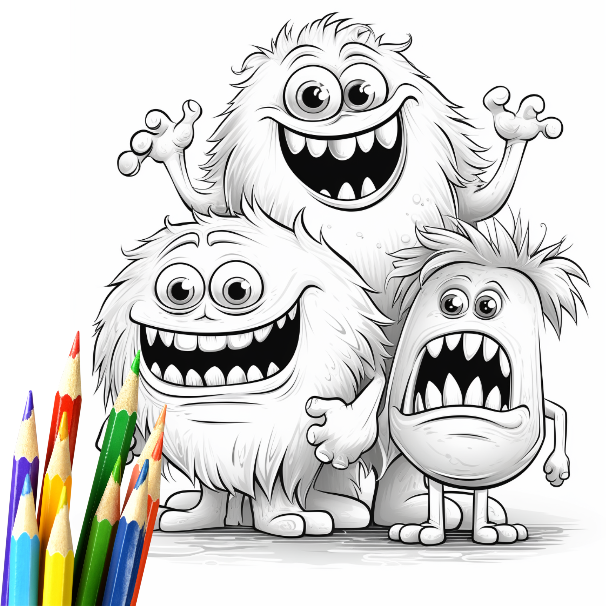 40 schrecklich niedliche Monster-Malvorlagen für Kinder ab 6 Jahren, Monster Malbuch, süße Monstermotive zum Ausmalen I Digitaler Download