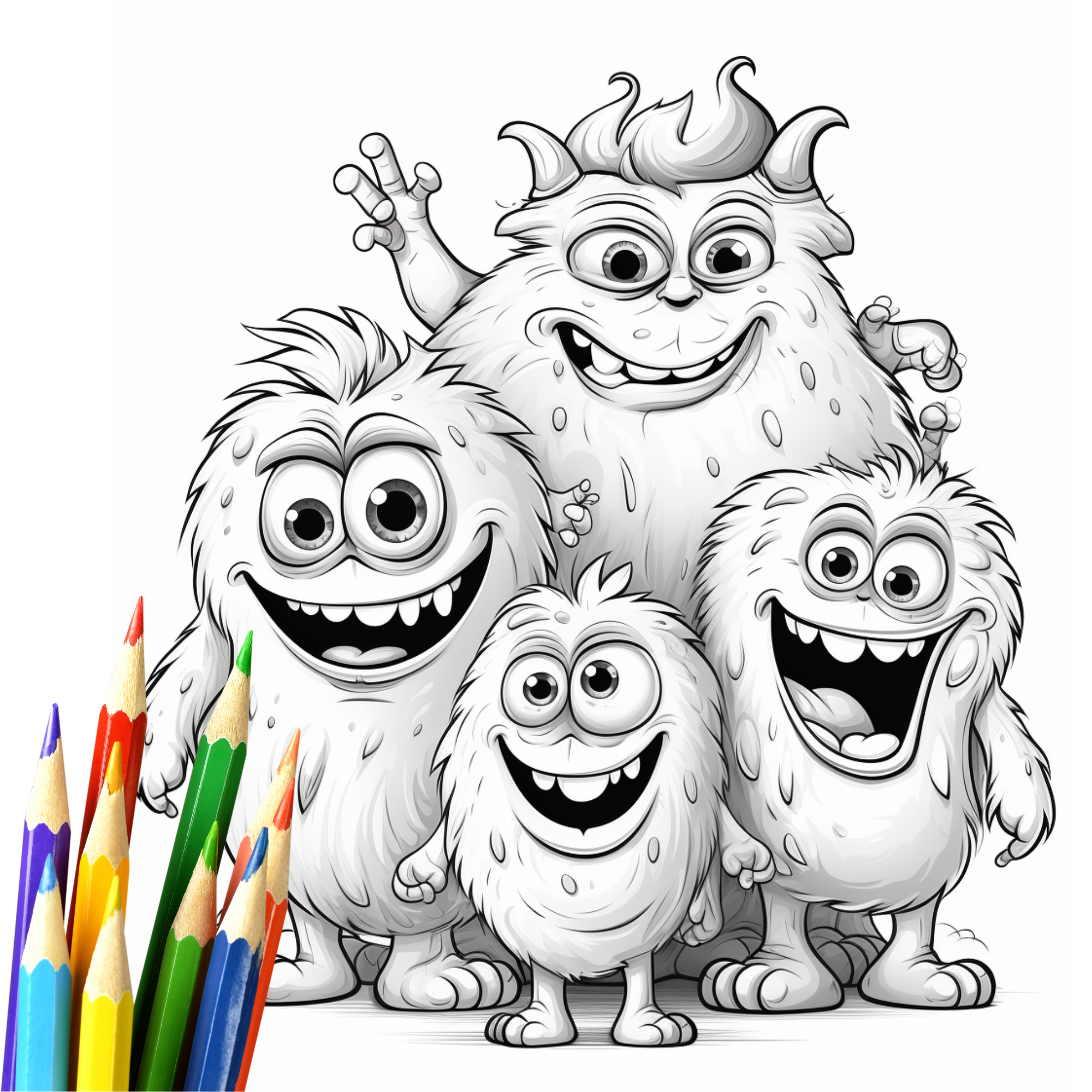 40 schrecklich niedliche Monster-Malvorlagen für Kinder ab 6 Jahren, Monster Malbuch, süße Monstermotive zum Ausmalen I Digitaler Download