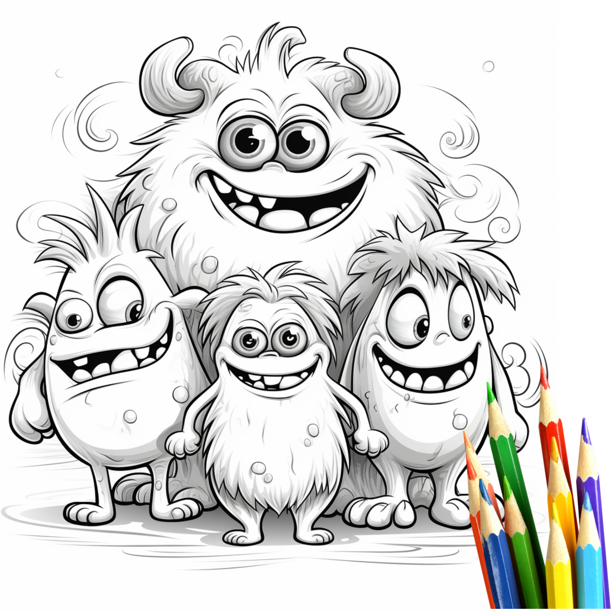 40 schrecklich niedliche Monster-Malvorlagen für Kinder ab 6 Jahren, Monster Malbuch, süße Monstermotive zum Ausmalen I Digitaler Download