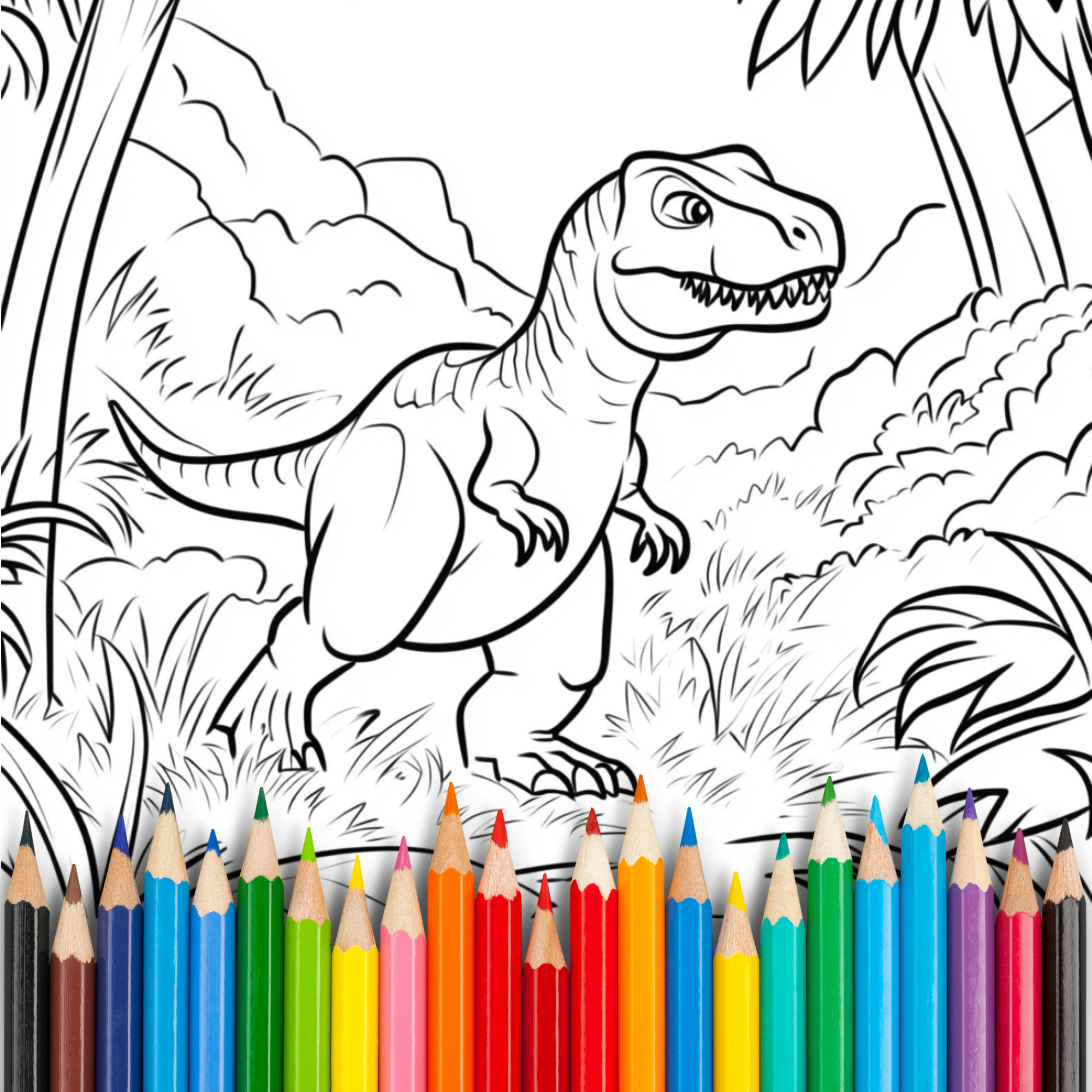 40 Dinosaurier-Malvorlagen für Kinder (Alter ab 6 Jahre): Kreatives Ausmalen von Dino-Abenteuern in abwechslungsreichen Landschaften