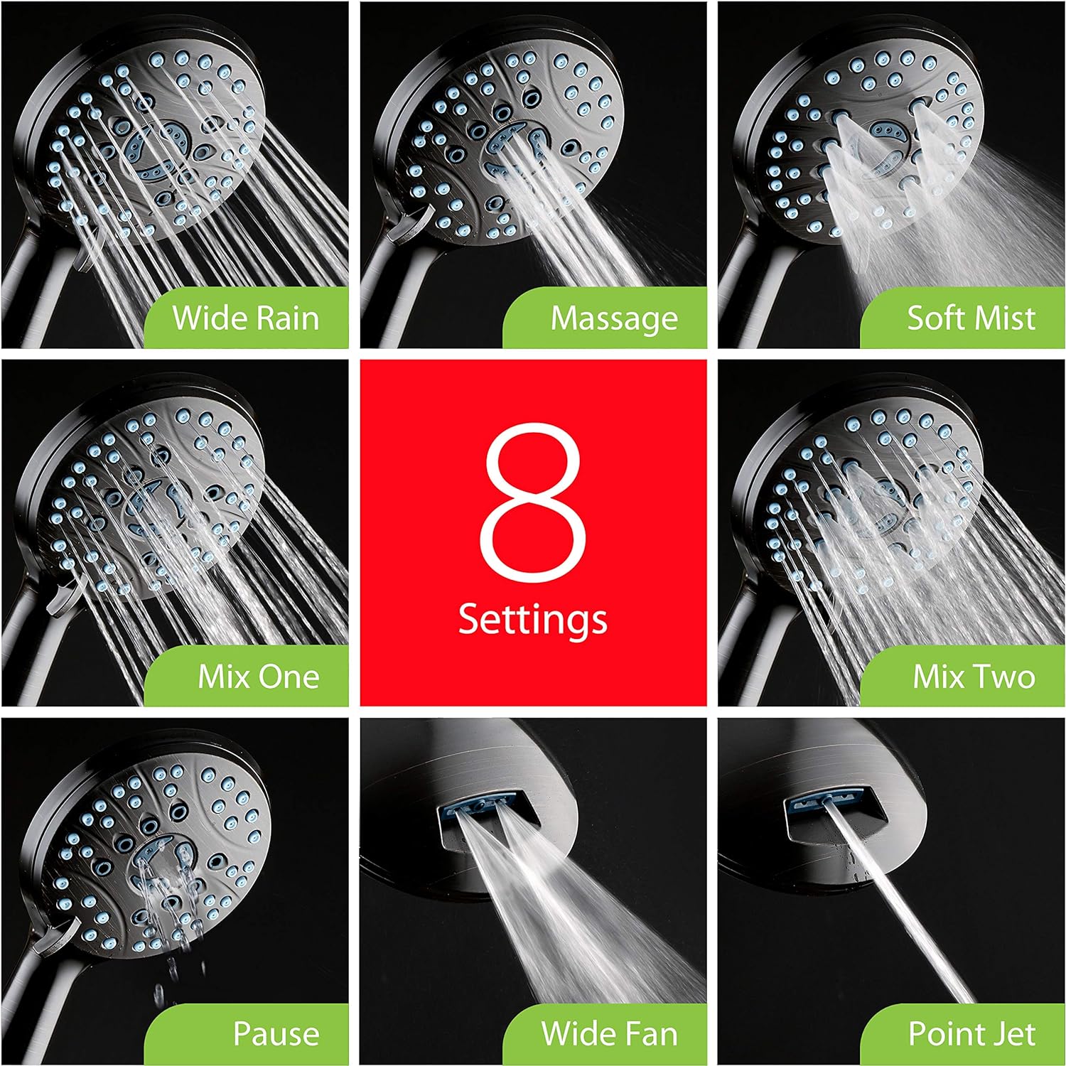 High Pressure 8-mode Handheld Shower Head 