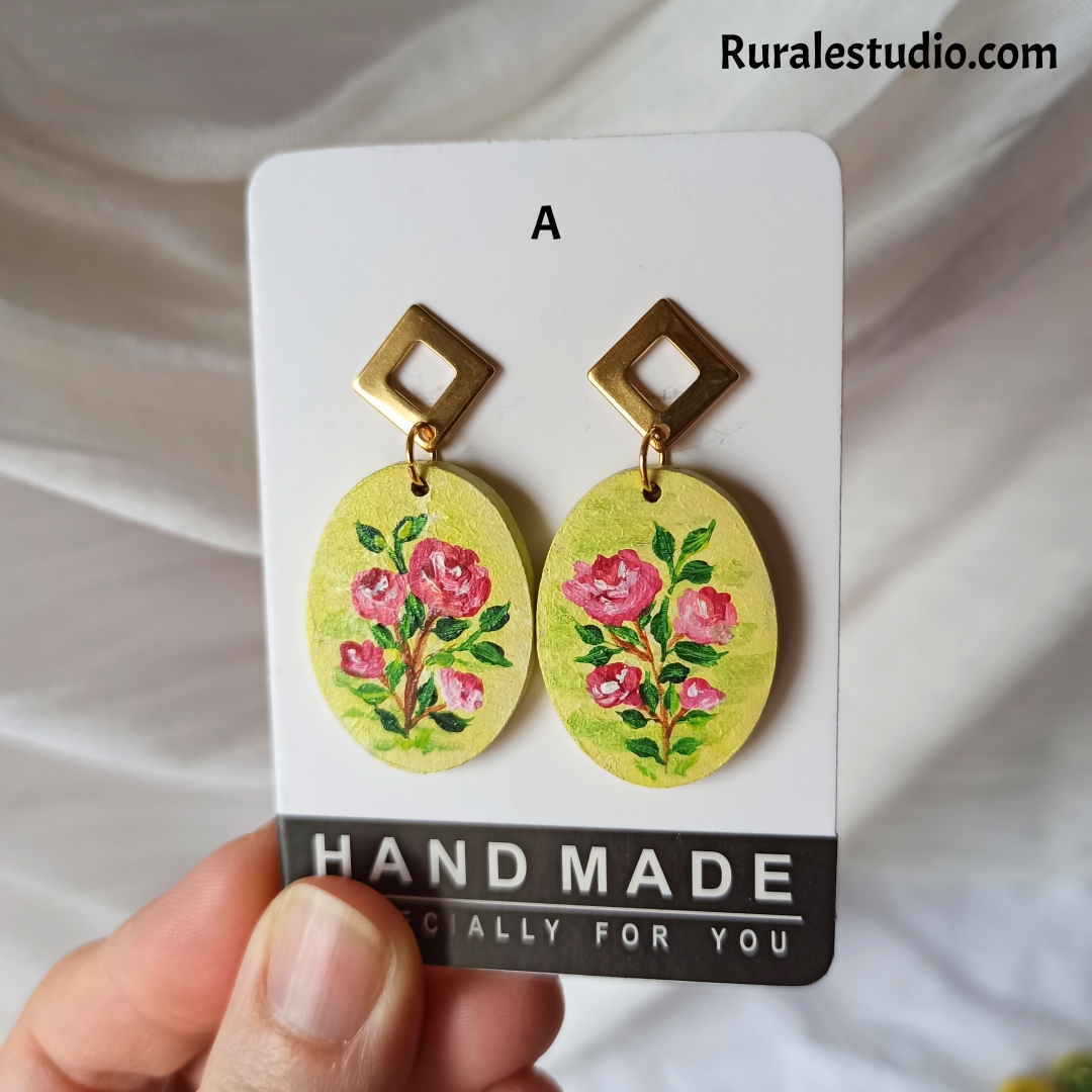 Pendientes ovalados- Happy flower