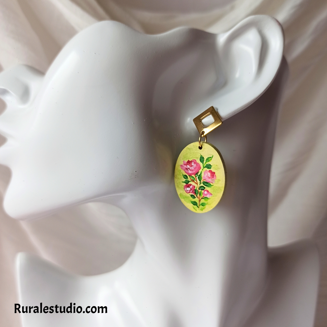 Pendientes ovalados- Happy flower