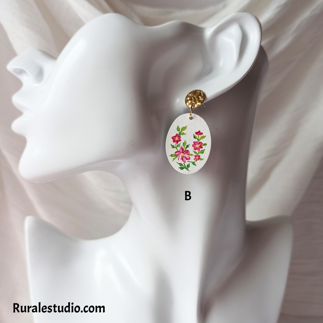 Pendientes ovalados- Happy flower