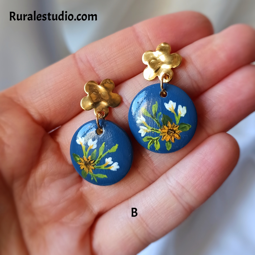 Pendientes pintados a mano - Florum
