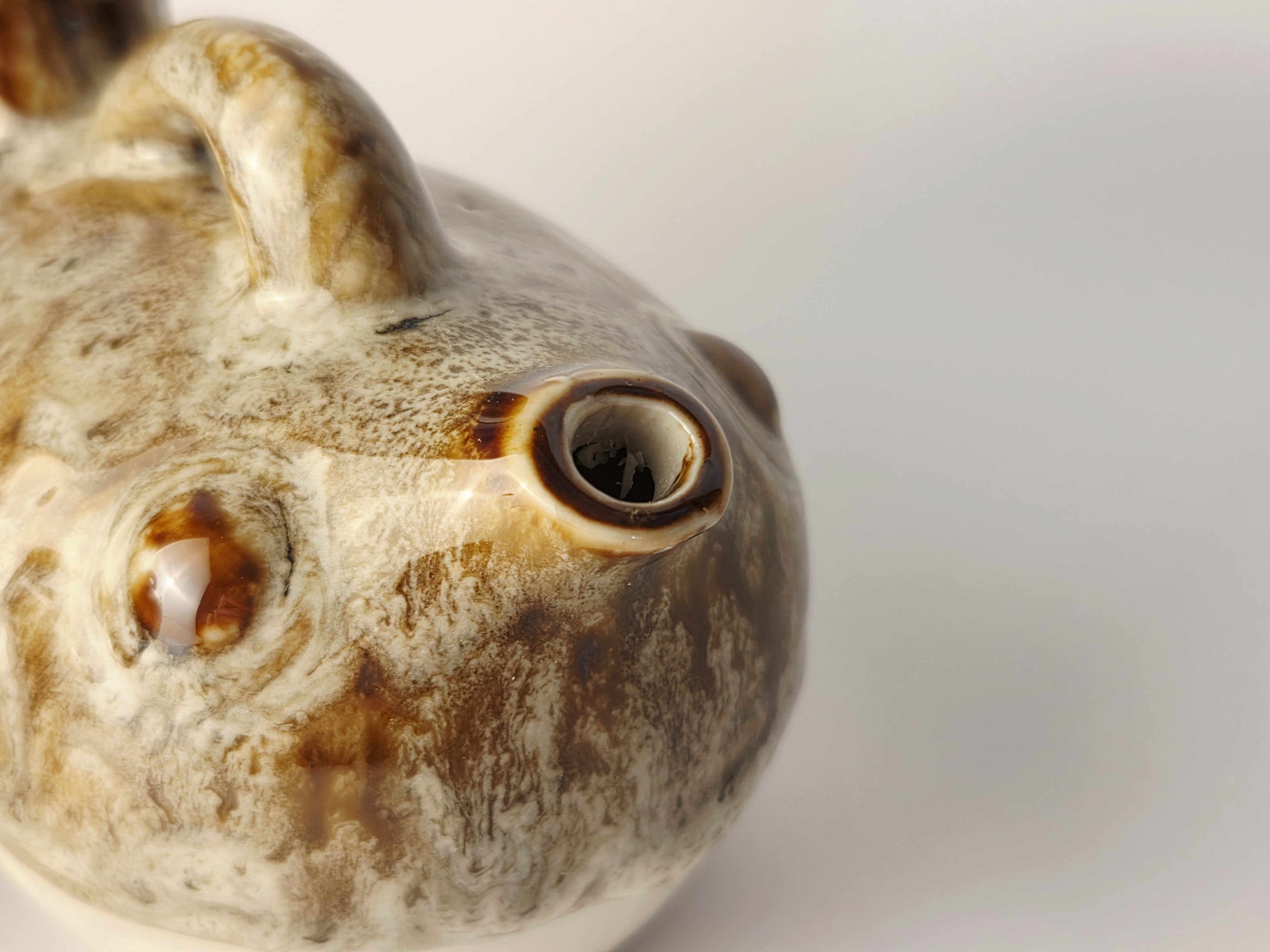 Vintažinis japoniškas „Fugu“ formos sake butelis (Tokkuri)
