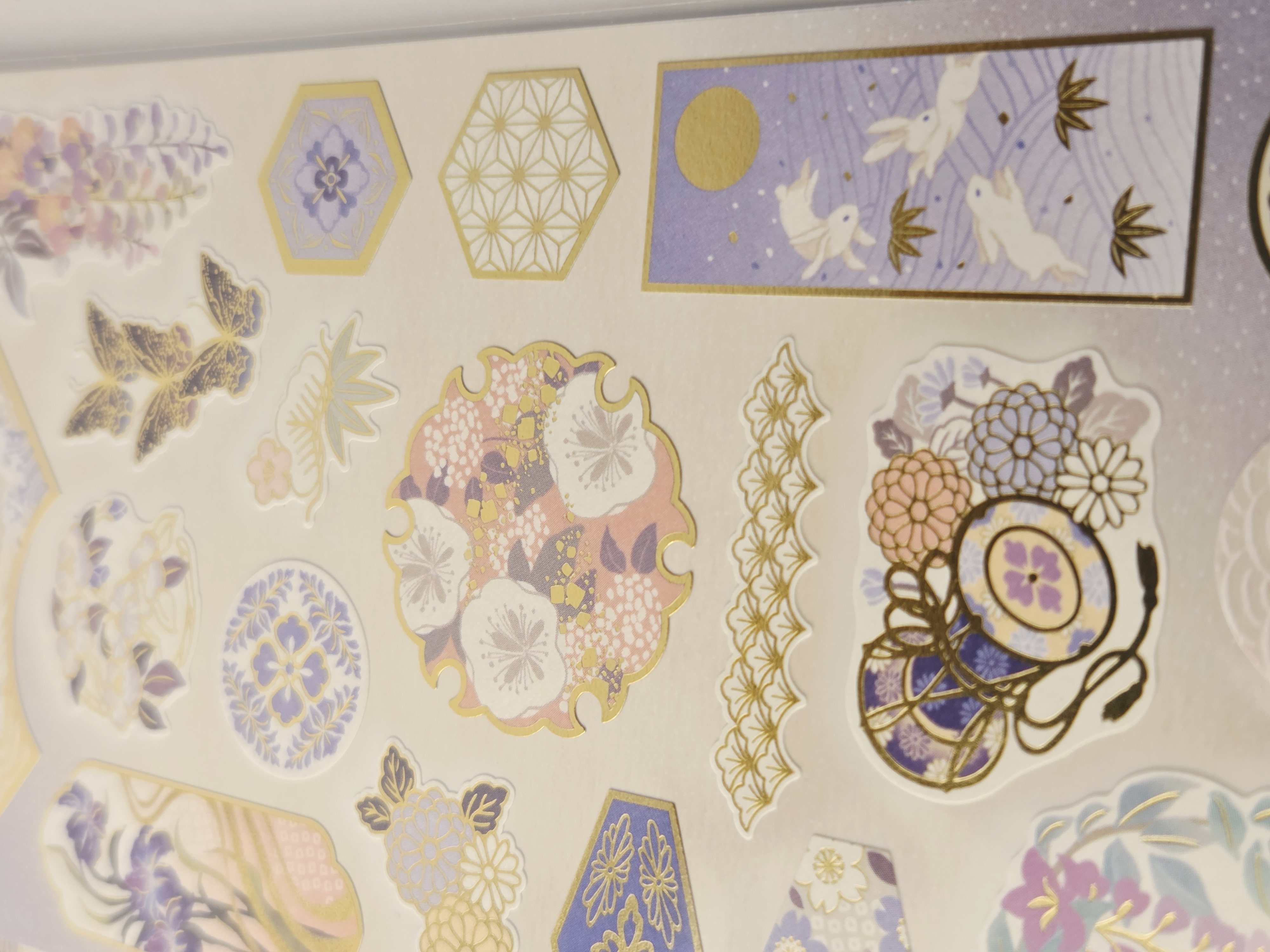 Japoniški washi lipdukai „Sticker Selection“ – Visterijos ir tradiciniai motyvai