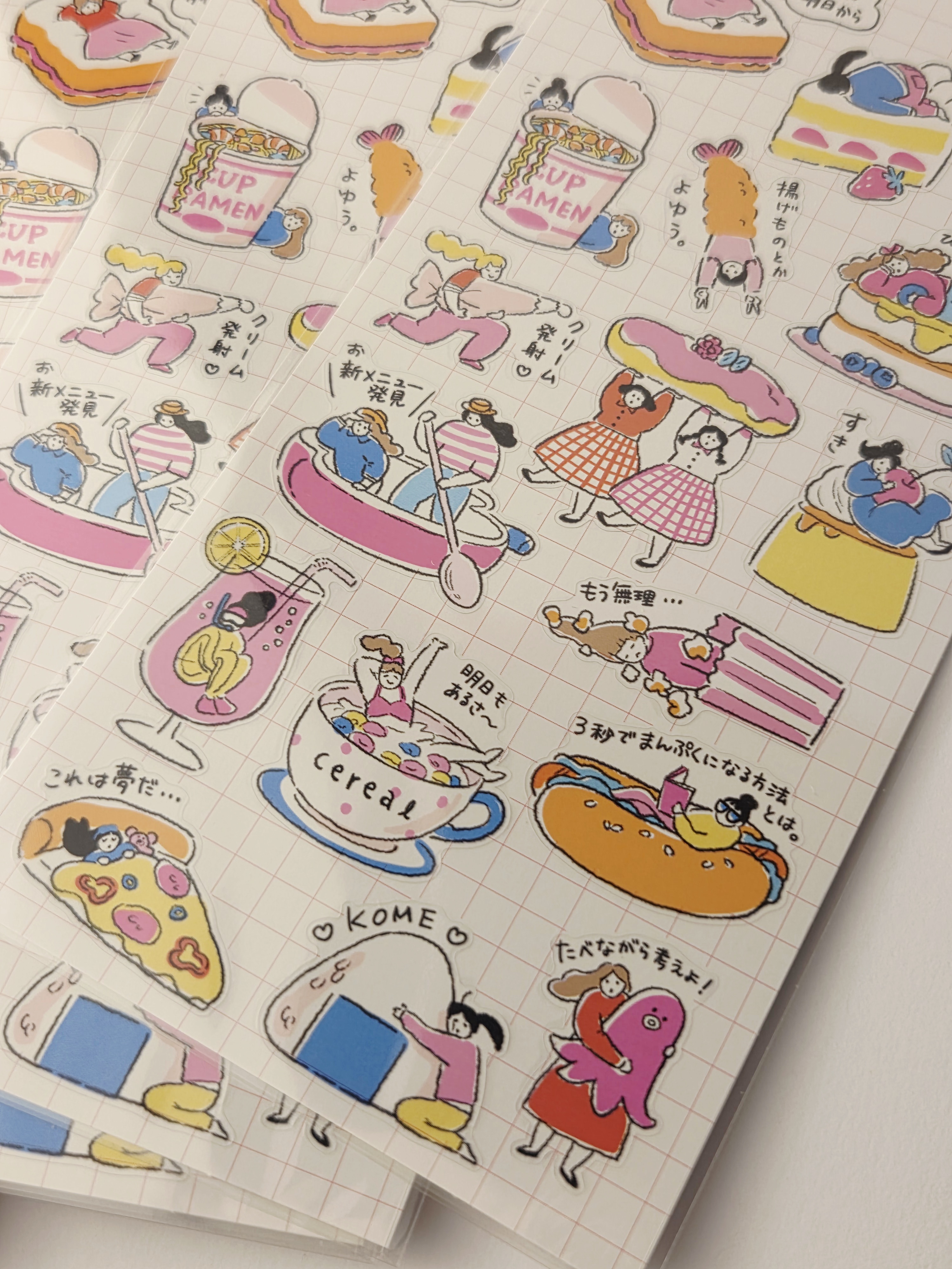 Japoniški lipdukai „Sticker Selection“ – linksmi maisto motyvai