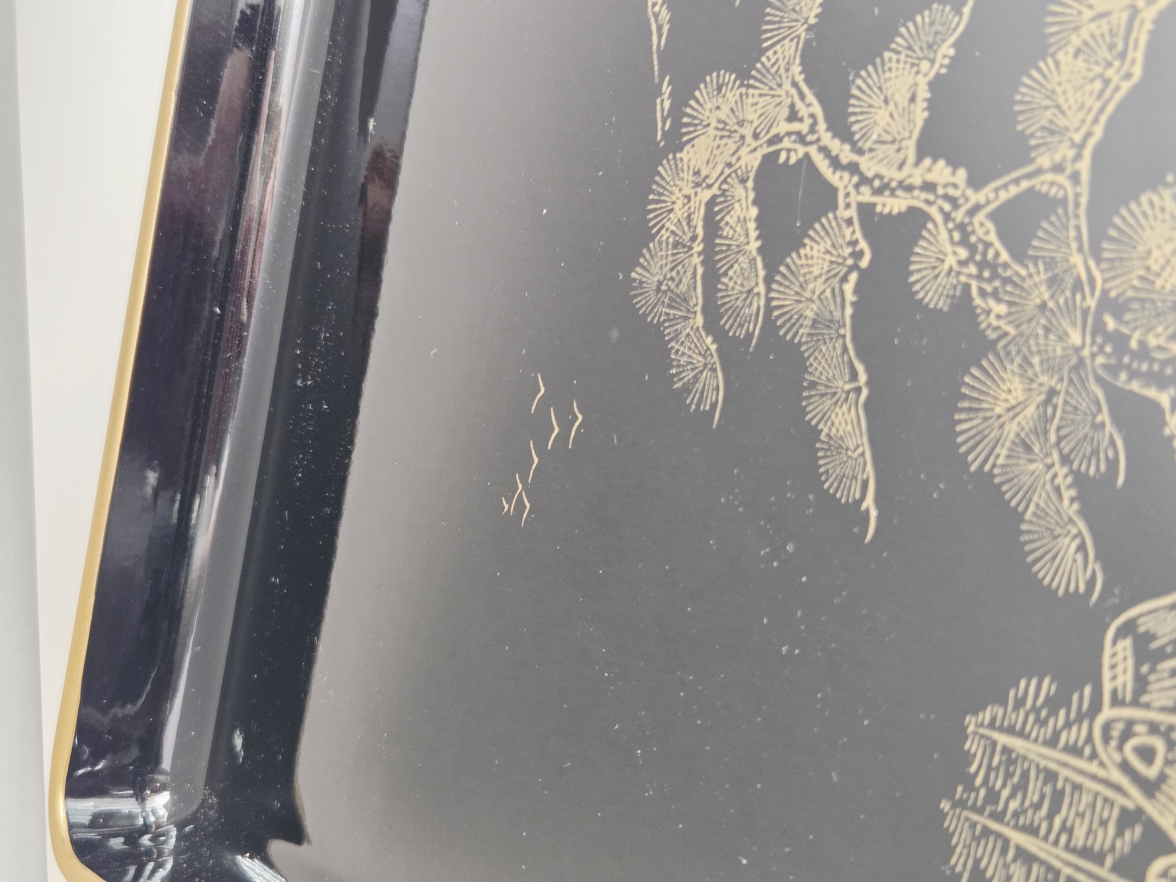 Vintage Okawa Kichiemon Wajima nuri laquerware padėklas