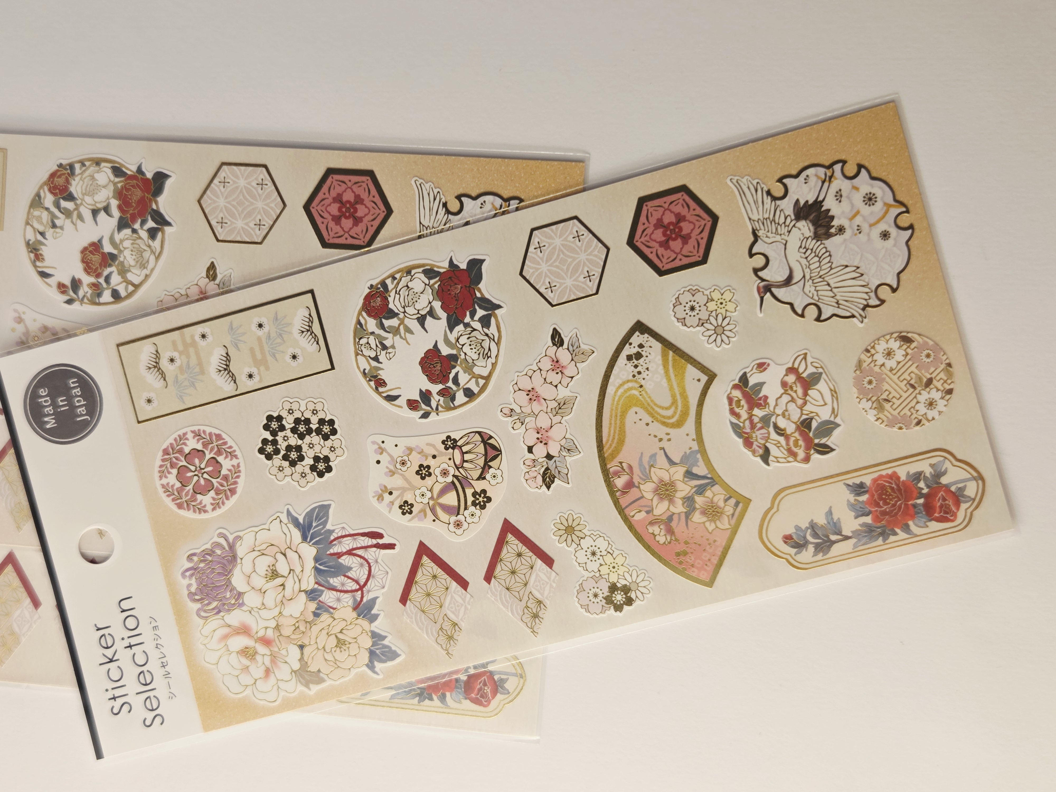 Japoniški washi lipdukai „Sticker Selection“ – Bijūnai ir gervės