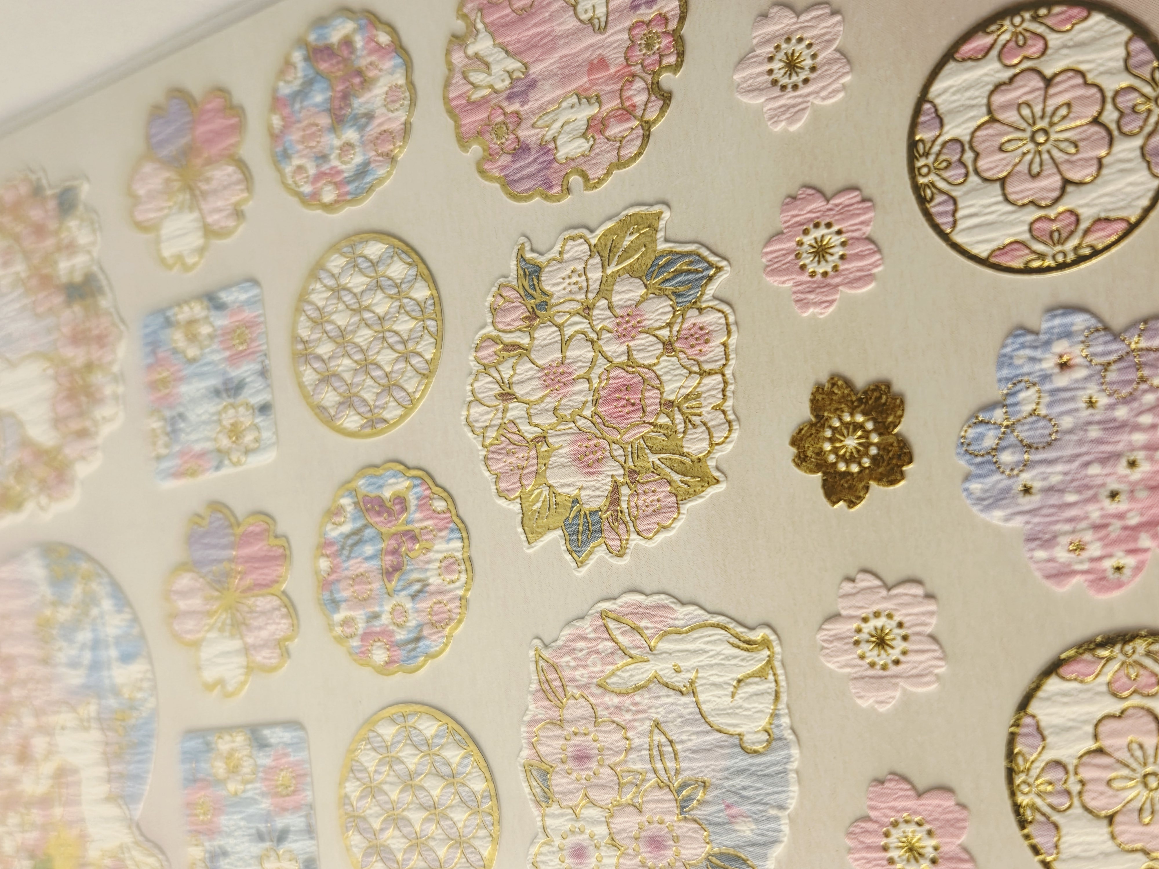 Reljefiniai japoniški lipdukai „Sticker Selection“ – Sakuros ir triušiai
