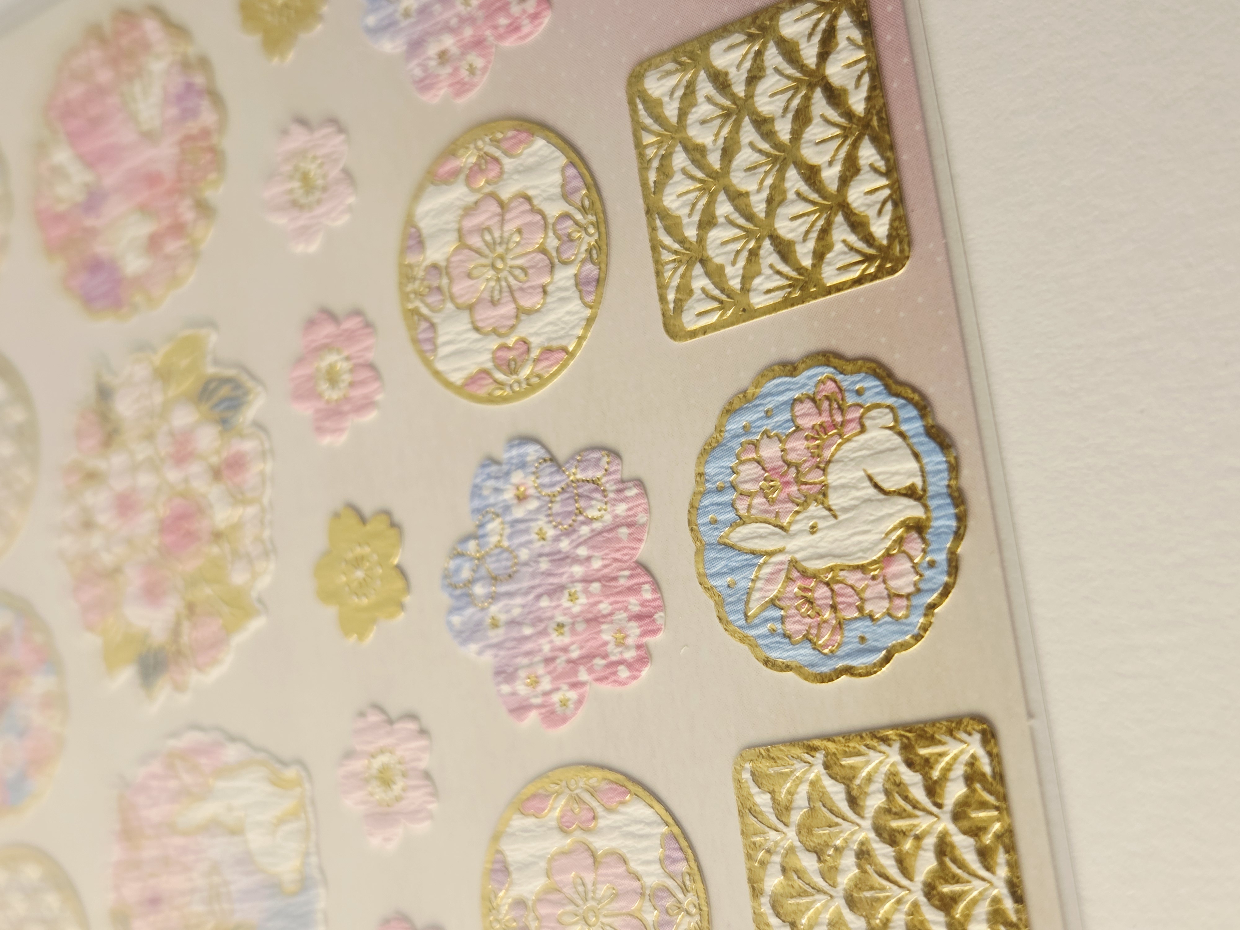 Reljefiniai japoniški lipdukai „Sticker Selection“ – Sakuros ir triušiai