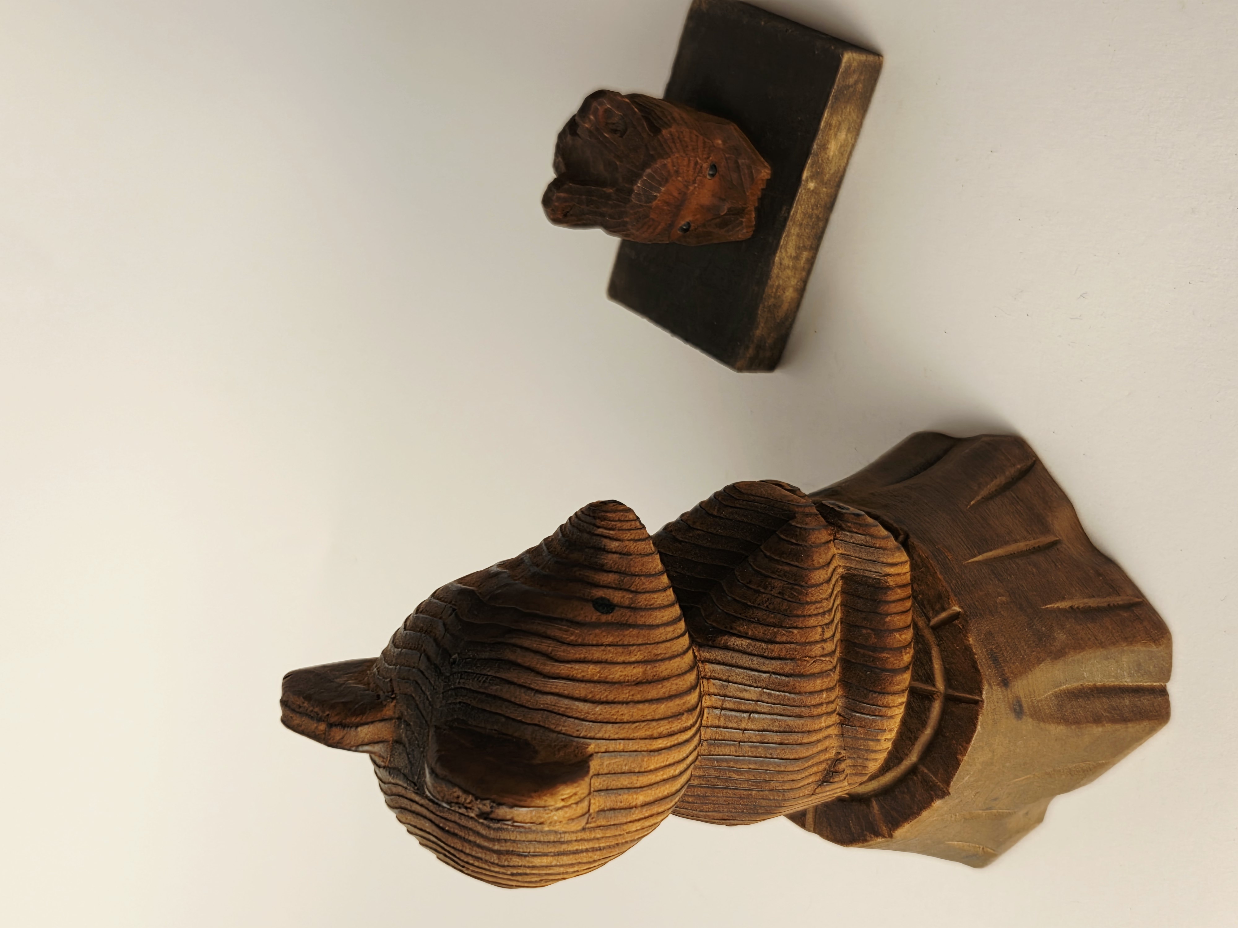 Vintage Hokkaido Kuma Bokko mediniai meškiukai