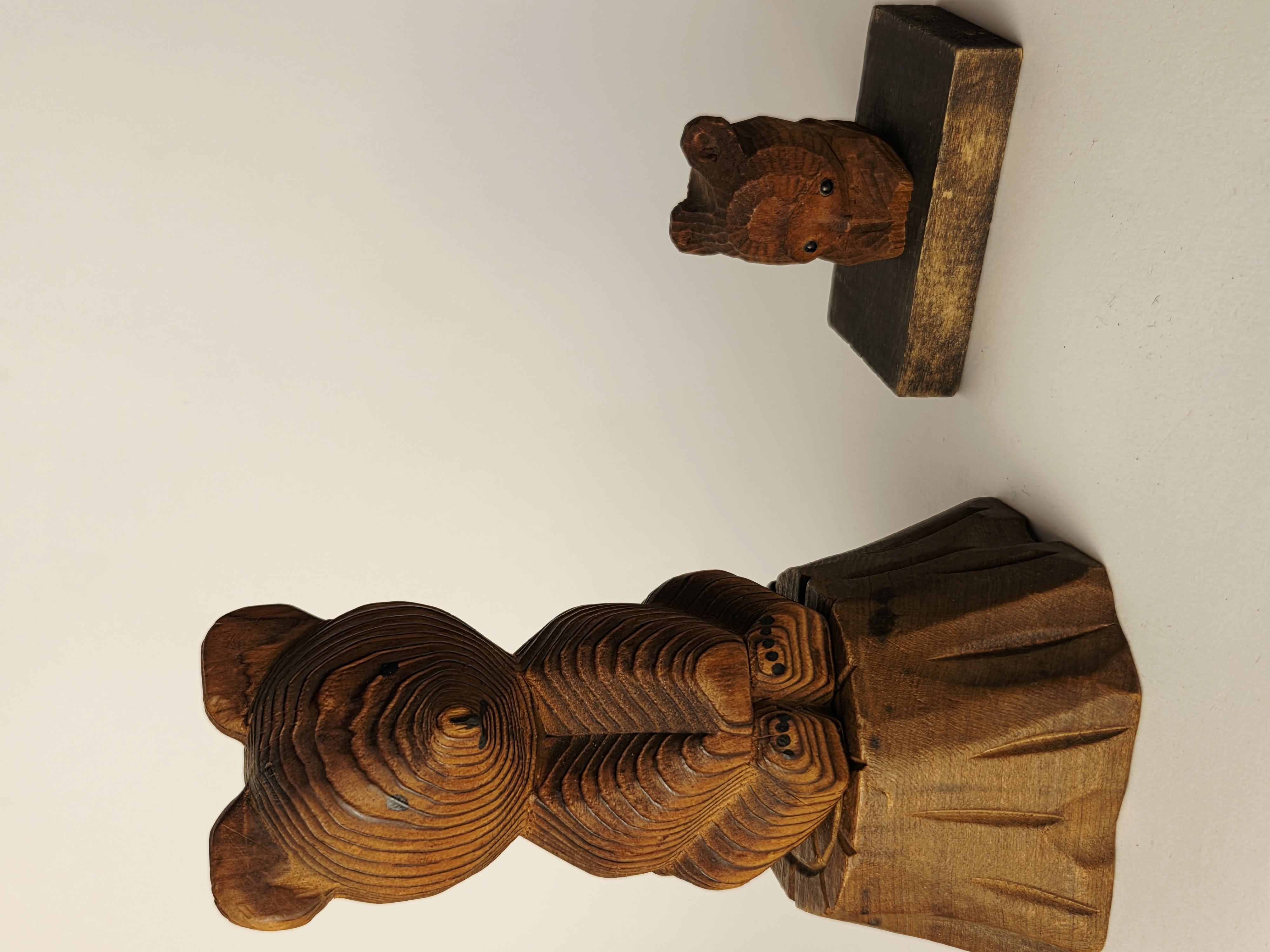 Vintage Hokkaido Kuma Bokko mediniai meškiukai