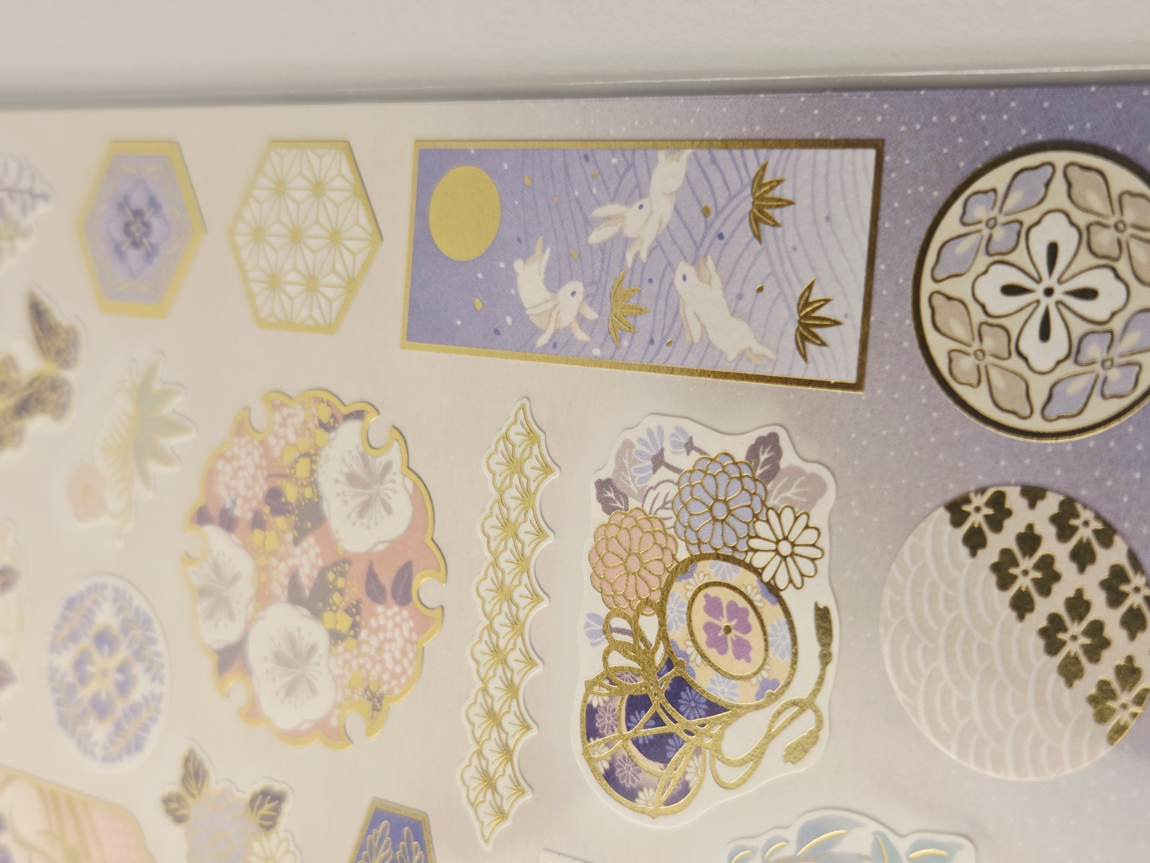 Japoniški washi lipdukai „Sticker Selection“ – Visterijos ir tradiciniai motyvai