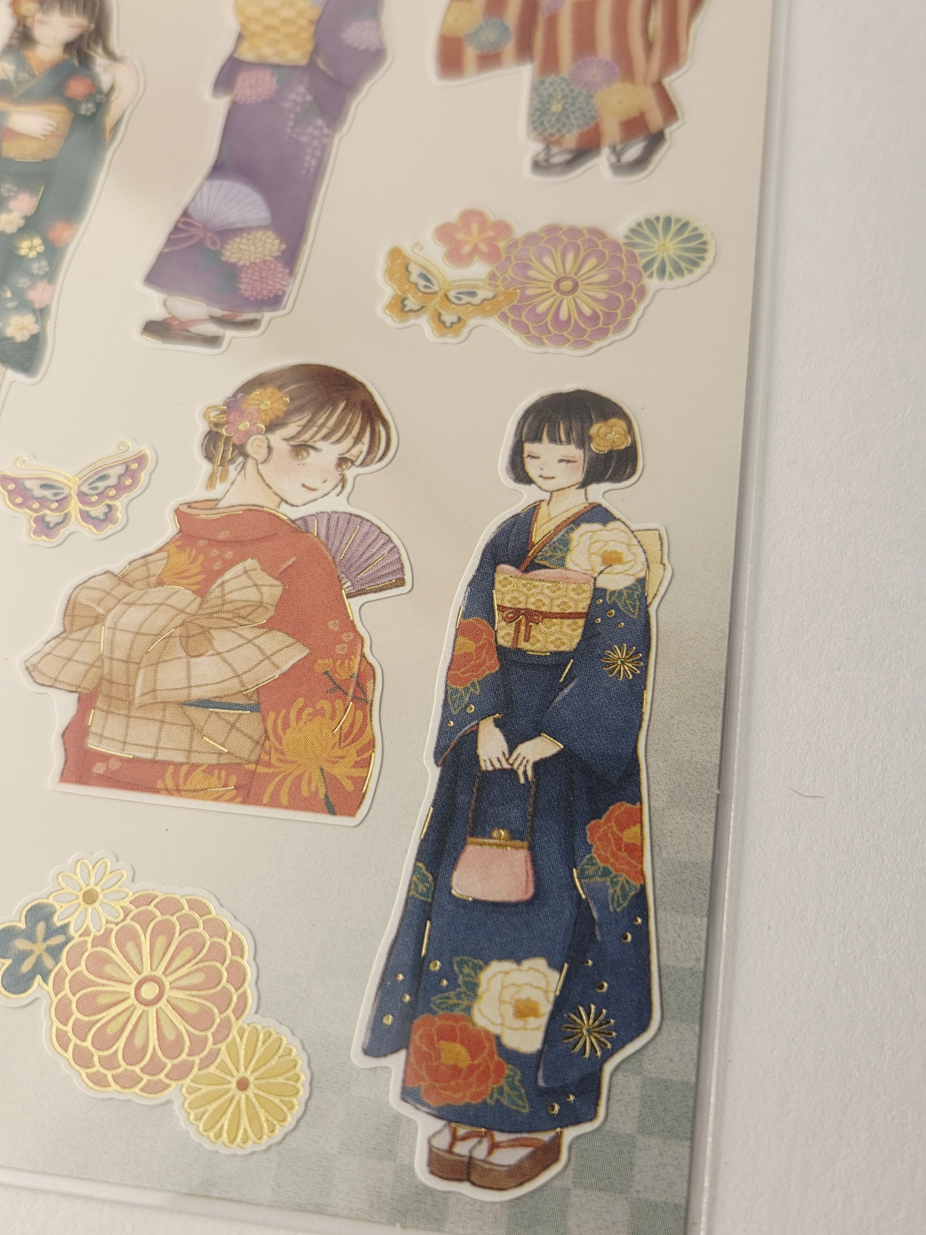 Japoniški lipdukai „Sticker Selection“ – merginos su kimono