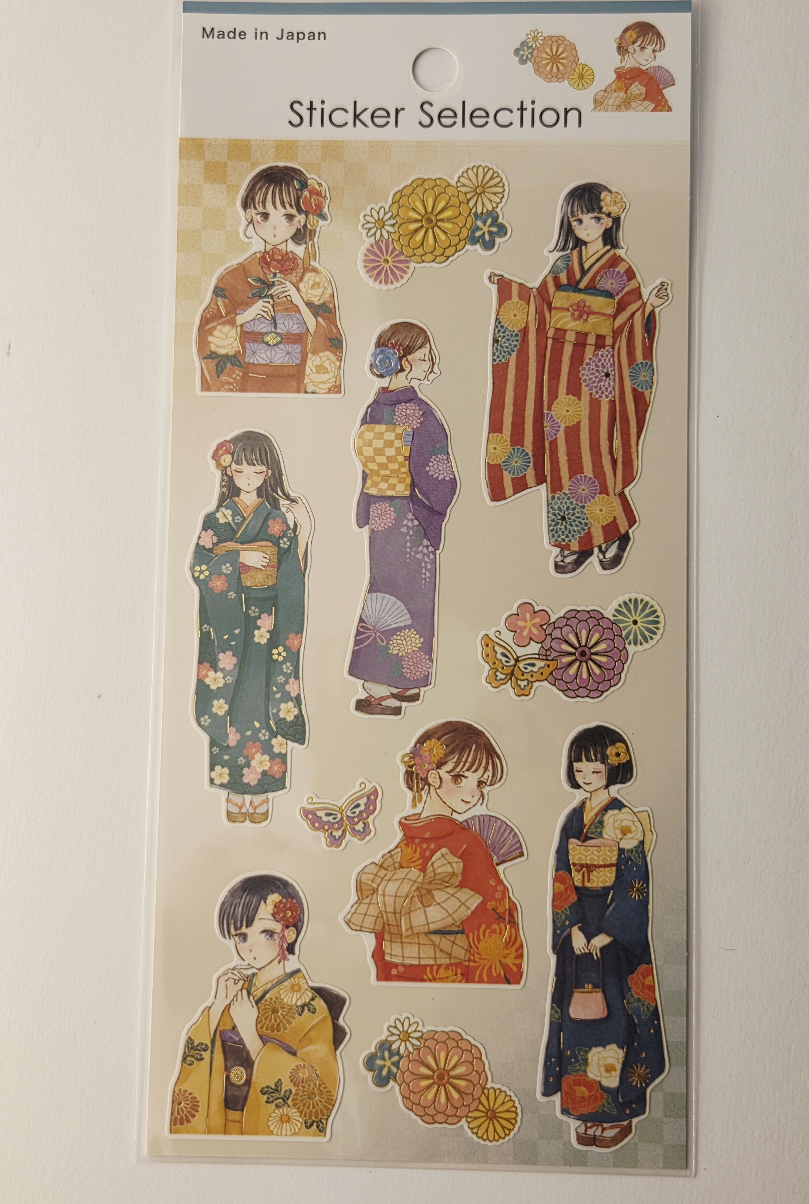 Japoniški lipdukai „Sticker Selection“ – merginos su kimono