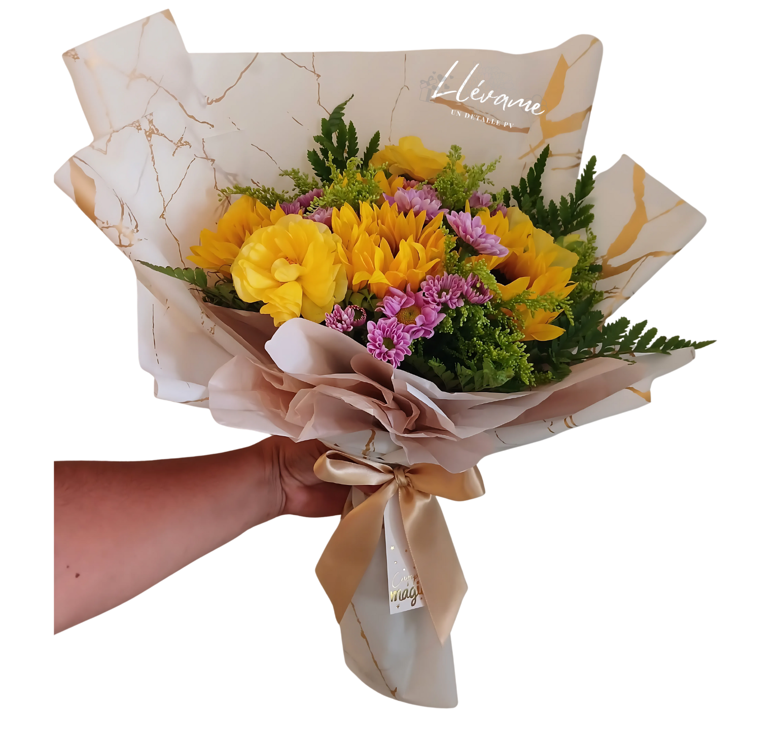 Bouquet de girasoles con flor de temporada