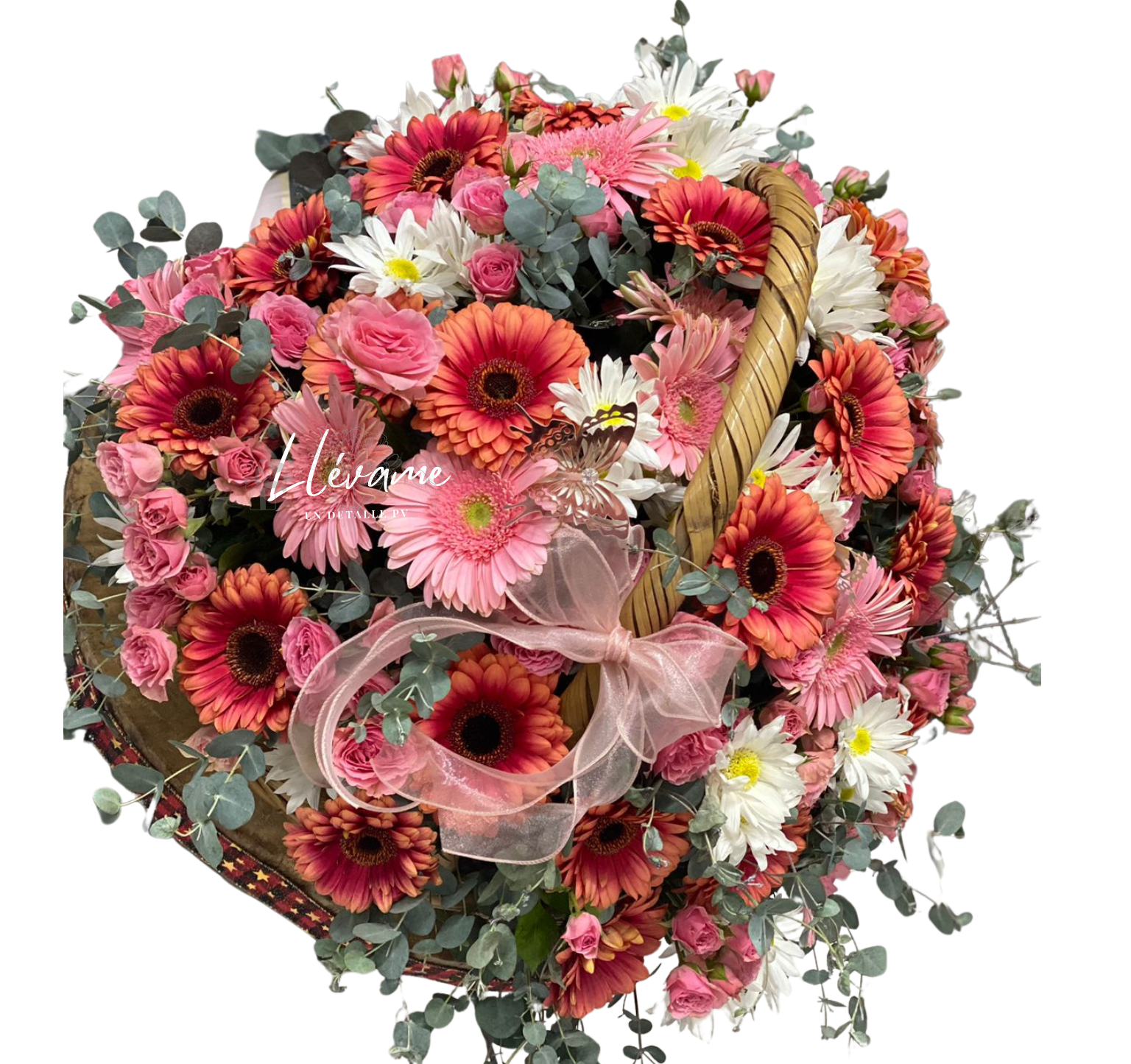 Canasta grande de gerberas y rosas
