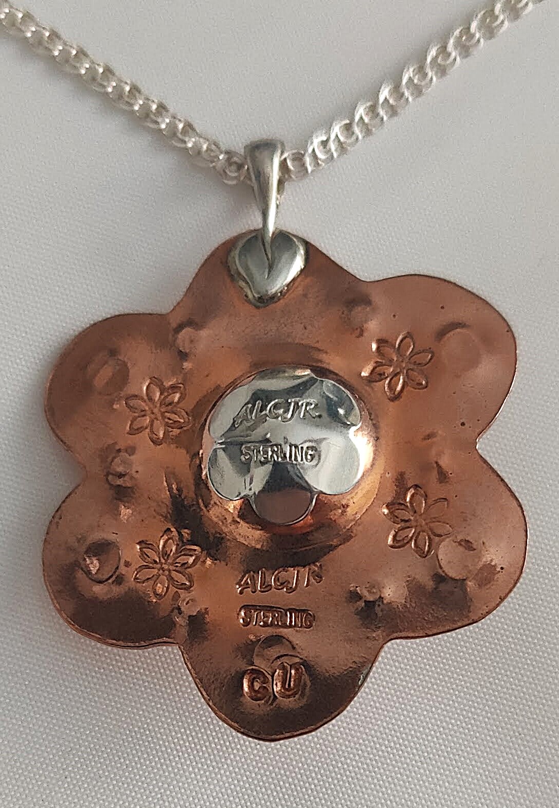 Copper & Sterling Silver Pearl Pendant w/18" Chain