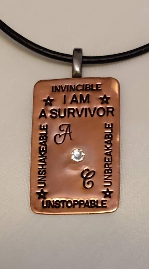 Personalized I AM A SURVIVOR Pendant w/Genuine Swarovski® Element