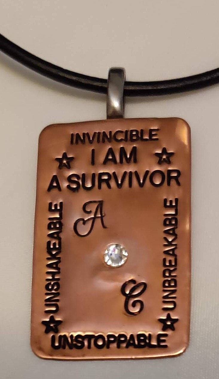Personalized I AM A SURVIVOR Pendant w/Genuine Swarovski® Element