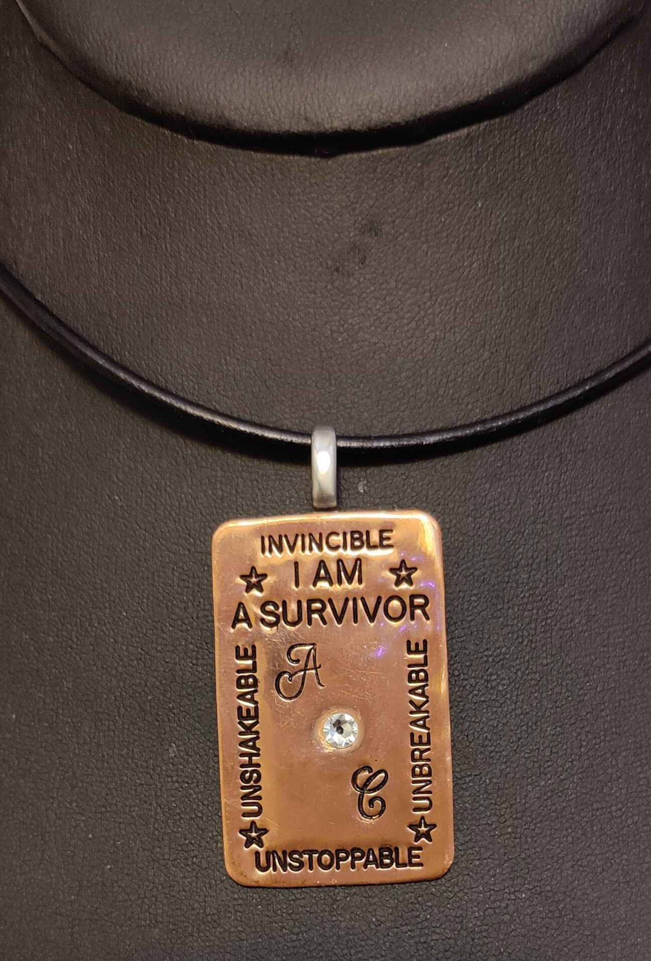 Personalized I AM A SURVIVOR Pendant w/Genuine Swarovski® Element