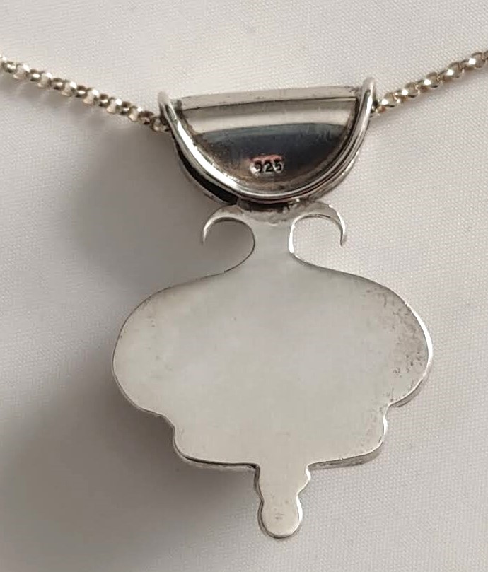 Very Unusual Sterling Pendant w/Sterling Cabochon
