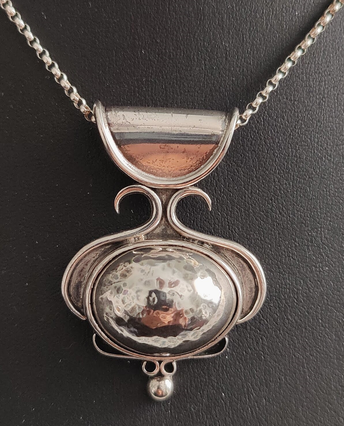 Very Unusual Sterling Pendant w/Sterling Cabochon