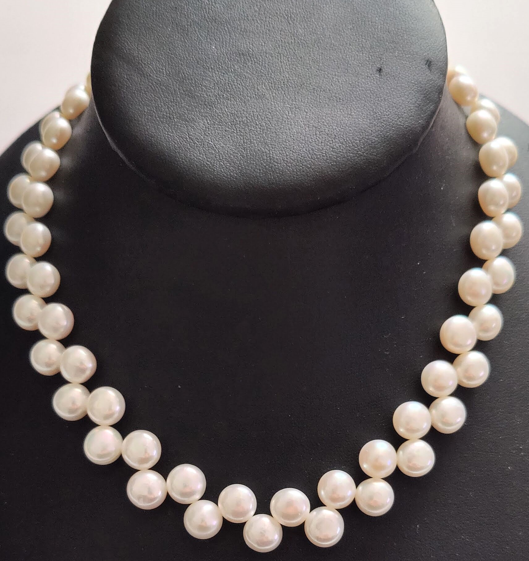 White Pancake Cultured Pearl Necklace with 925 Sterling Silver Clasp