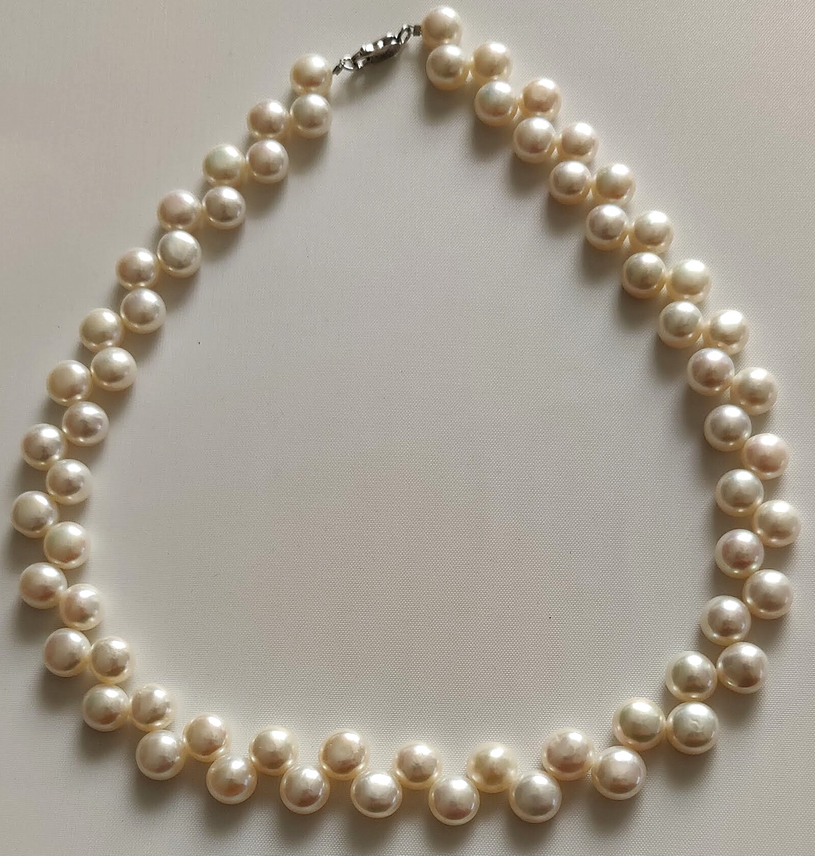 White Pancake Cultured Pearl Necklace with 925 Sterling Silver Clasp