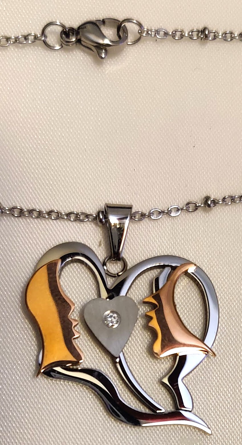 Heart Shaped Couples Stainless Steel Pendant Necklace