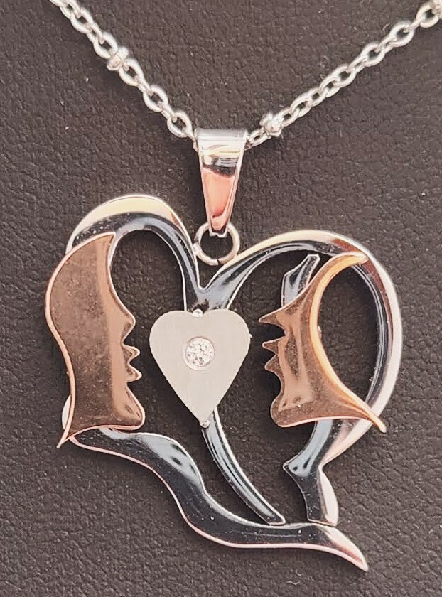 Heart Shaped Couples Stainless Steel Pendant Necklace