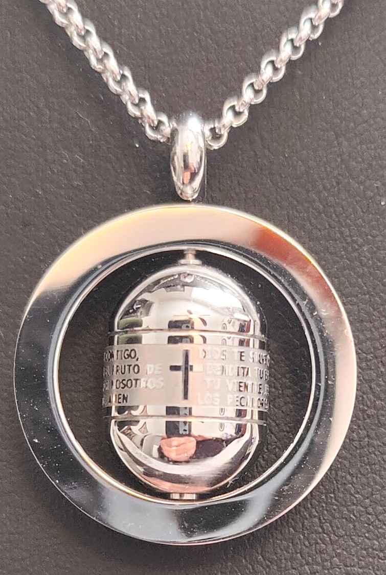 Stainless Steel Lord's Prayer in Spanish Pendant Necklace