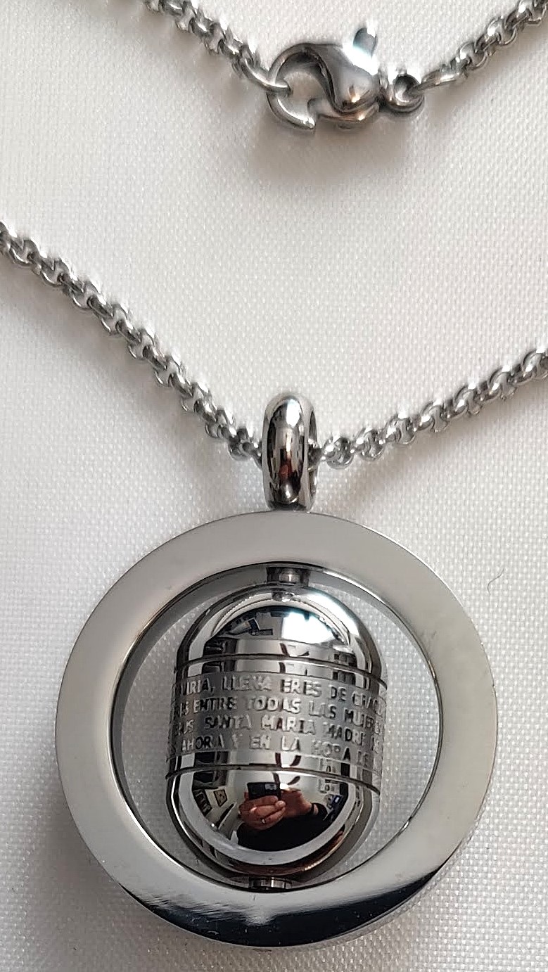 Stainless Steel Lord's Prayer in Spanish Pendant Necklace
