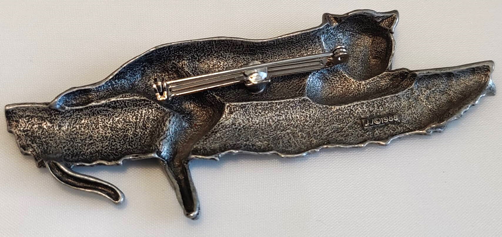 Vintage Leopard Figure on Log Jonette Jewelry Brooch