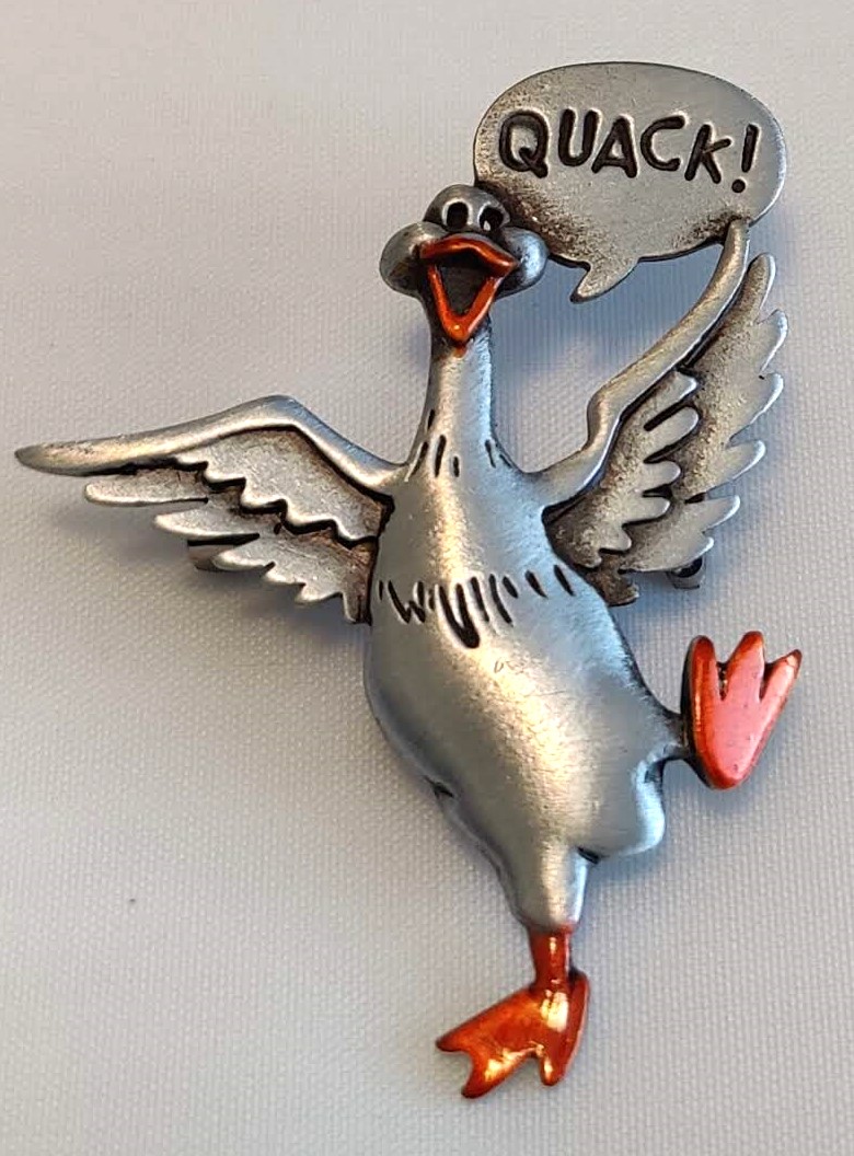 Vintage Jonette Jewelry Signed Quacking Goose Pin