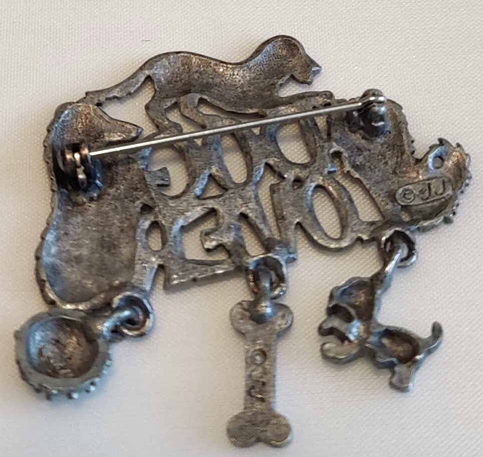 Vintage Signed Jonette Jewelry (JJ) Dog Lover Brooch