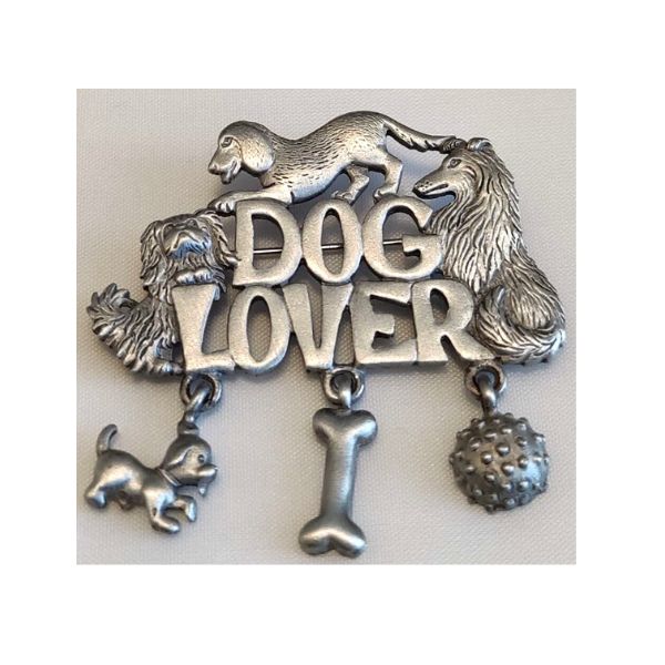 Vintage Signed Jonette Jewelry (JJ) Dog Lover Brooch