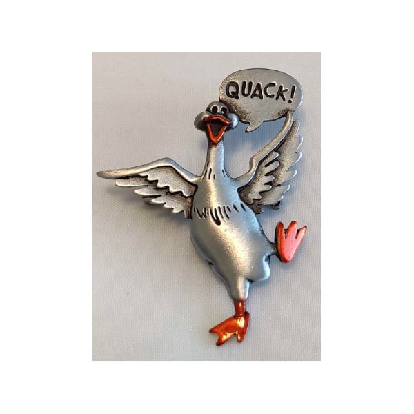 Vintage Jonette Jewelry Signed Quacking Goose Pin