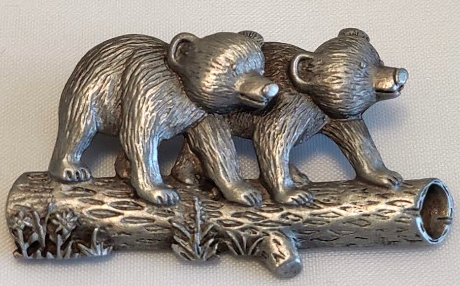 Vintage Signed Jonette Jewelry Bear Figure Brooch