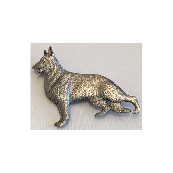 Vintage Signed Jonette Jewelry (JJ) Pewter Dog Brooch