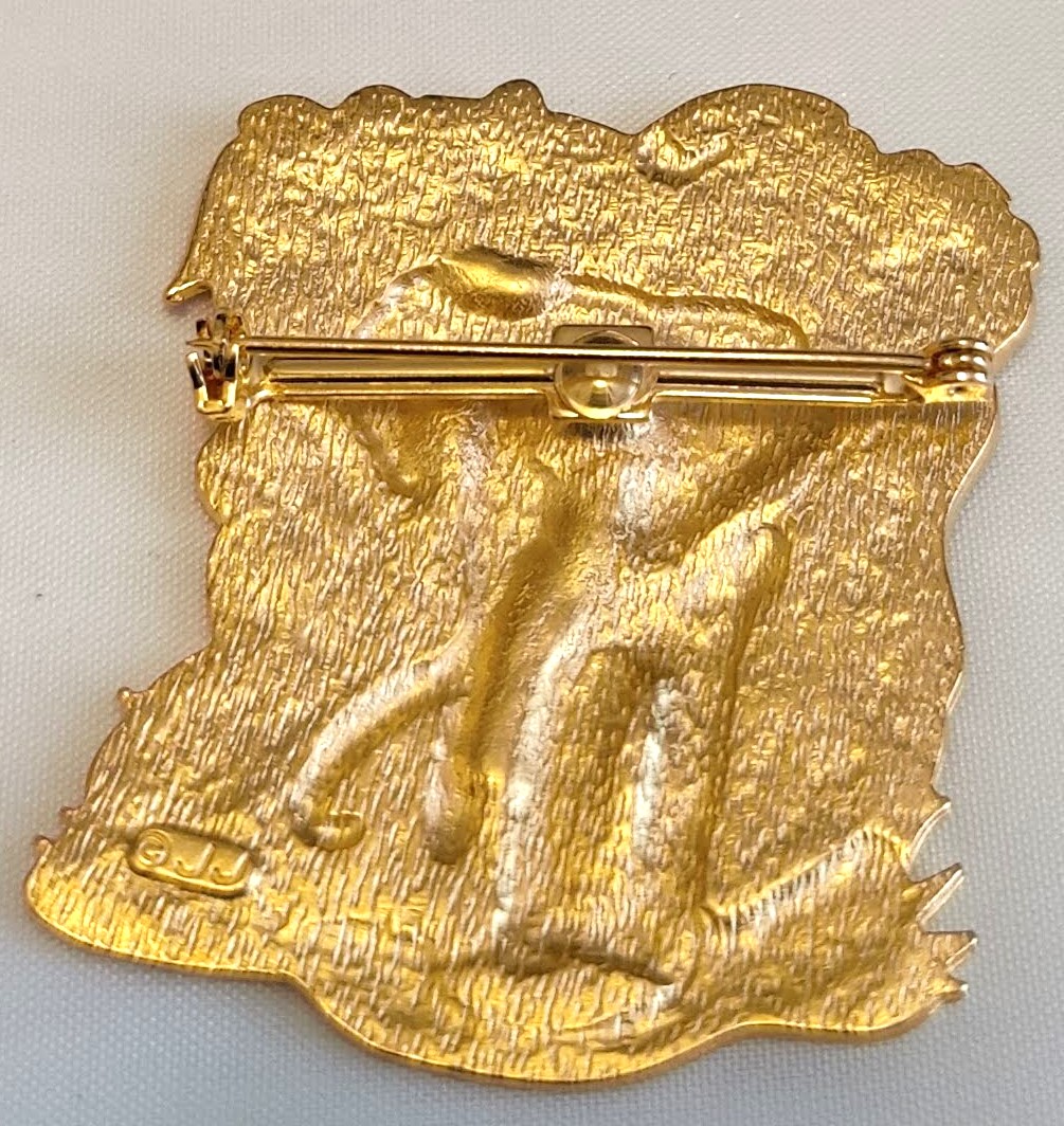 Vintage Signed Jonette Jewelry (JJ) Golden Elephant Brooch