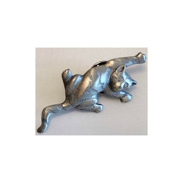 Vintage Signed Jonette Jewelry (JJ) Pewter Cat Pin