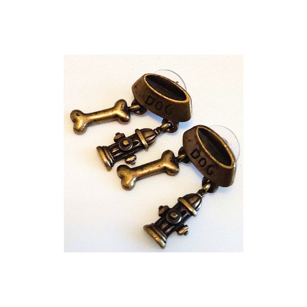 Vintage Signed Jonette Jewelry (JJ) Dog Lover Pierced Earrings