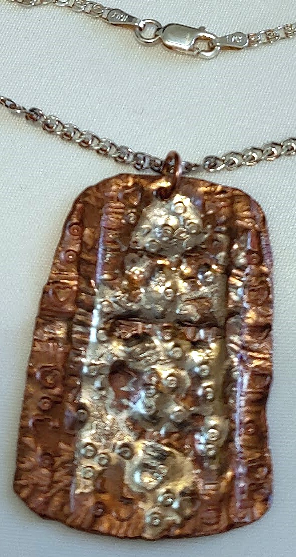Handcrafted Copper Pendant Necklace with Sterling Silver Enhancement