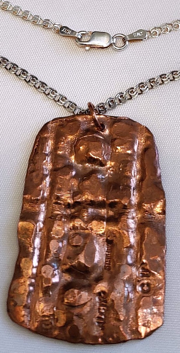 Handcrafted Copper Pendant Necklace with Sterling Silver Enhancement