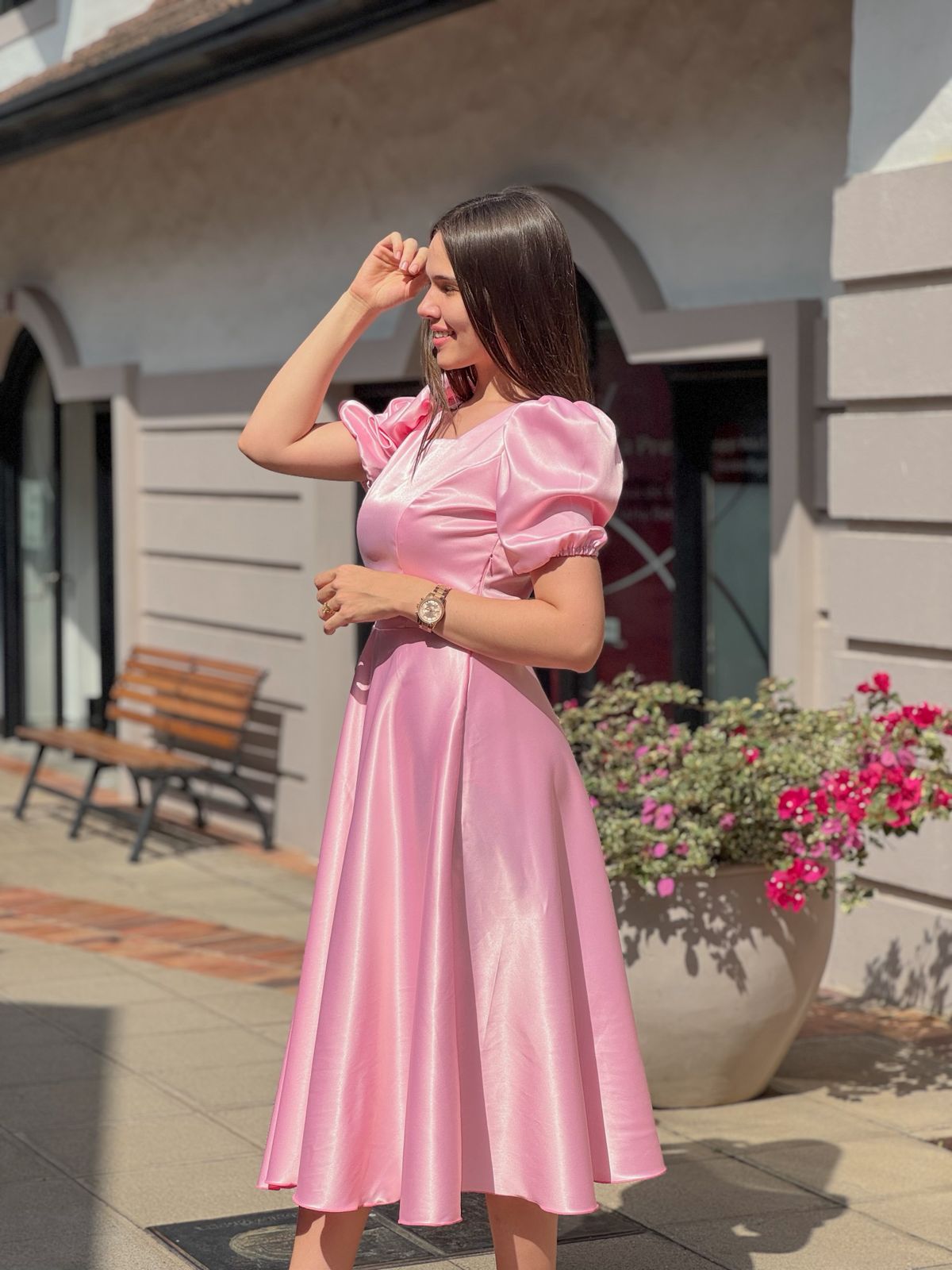 VESTIDO MIDI ROSA