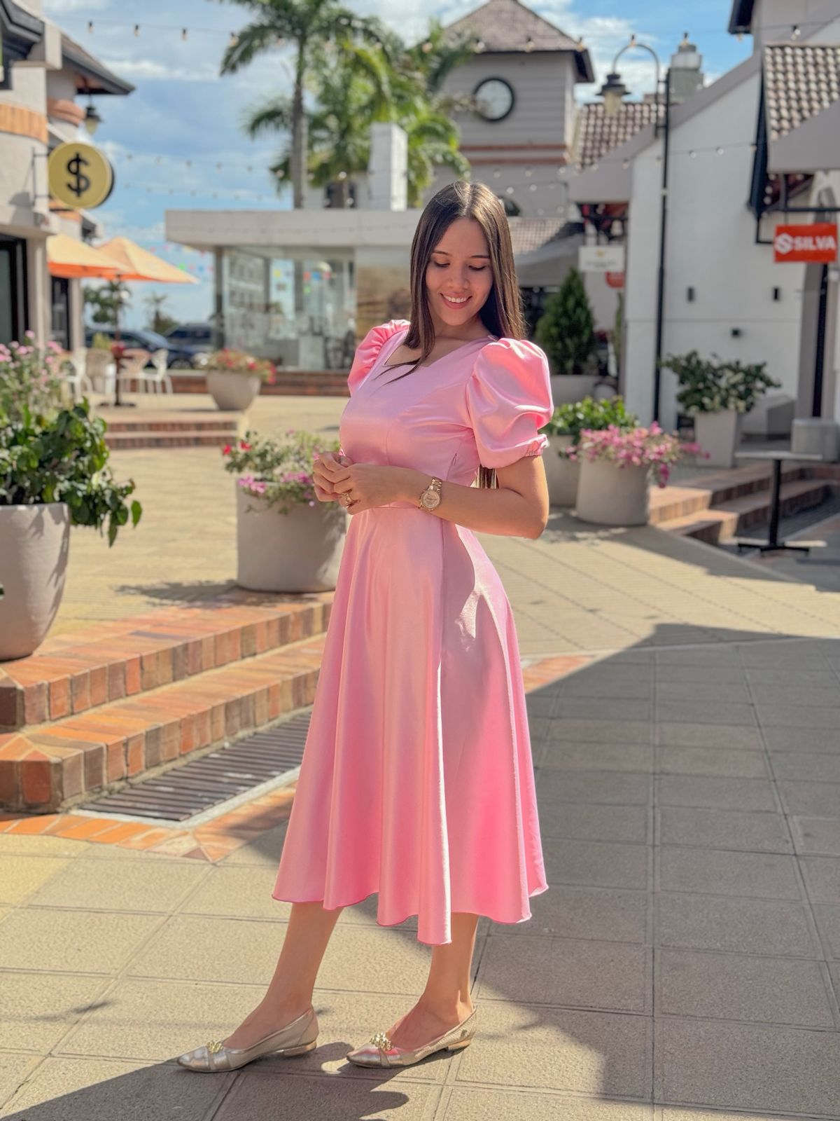 VESTIDO MIDI ROSA
